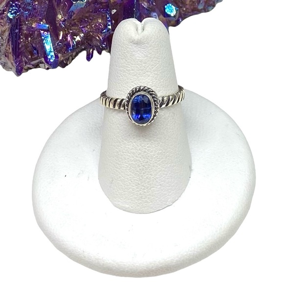 Jewelry - Blue Sapphire Ring Size 5 Solid Sterling Silver 925 Natural Stone Dainty Band